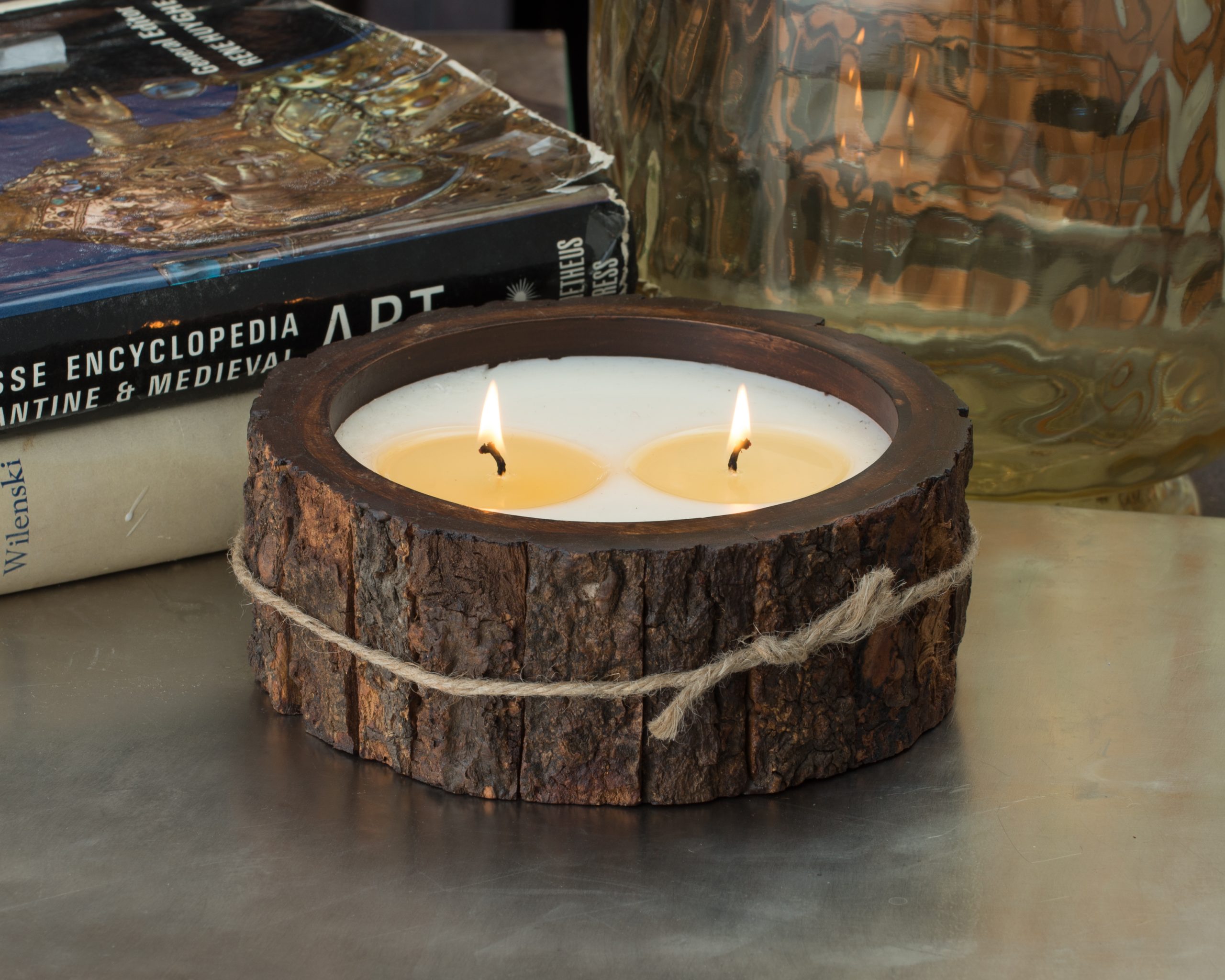 Rustic Medium Tree Bark Pot Candle - Himalayan Trading Post