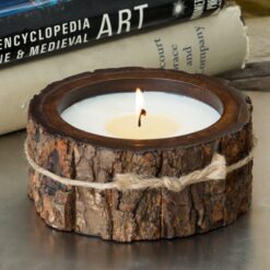 Alternative view of Small Tree Bark Pot Candle