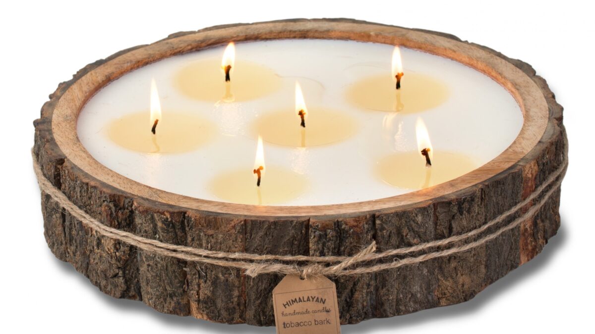 himalayan trading post tobacco bark candle Large Tree Bark Pot Candle