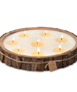 Himalayan Trading Post Wooden Barrel Candle w/Metal Lid Antique Finish Small Unscented 