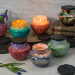 Alternative view of Retired Sea Green & Ochre Watercolor Glass Candle