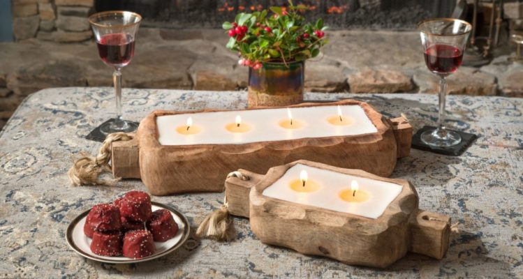 Himalayan Driftwood Candle Trays - Lifestyle