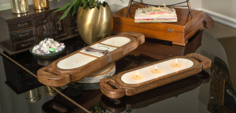Himalayan Wood Candle Trays - Lifestyle